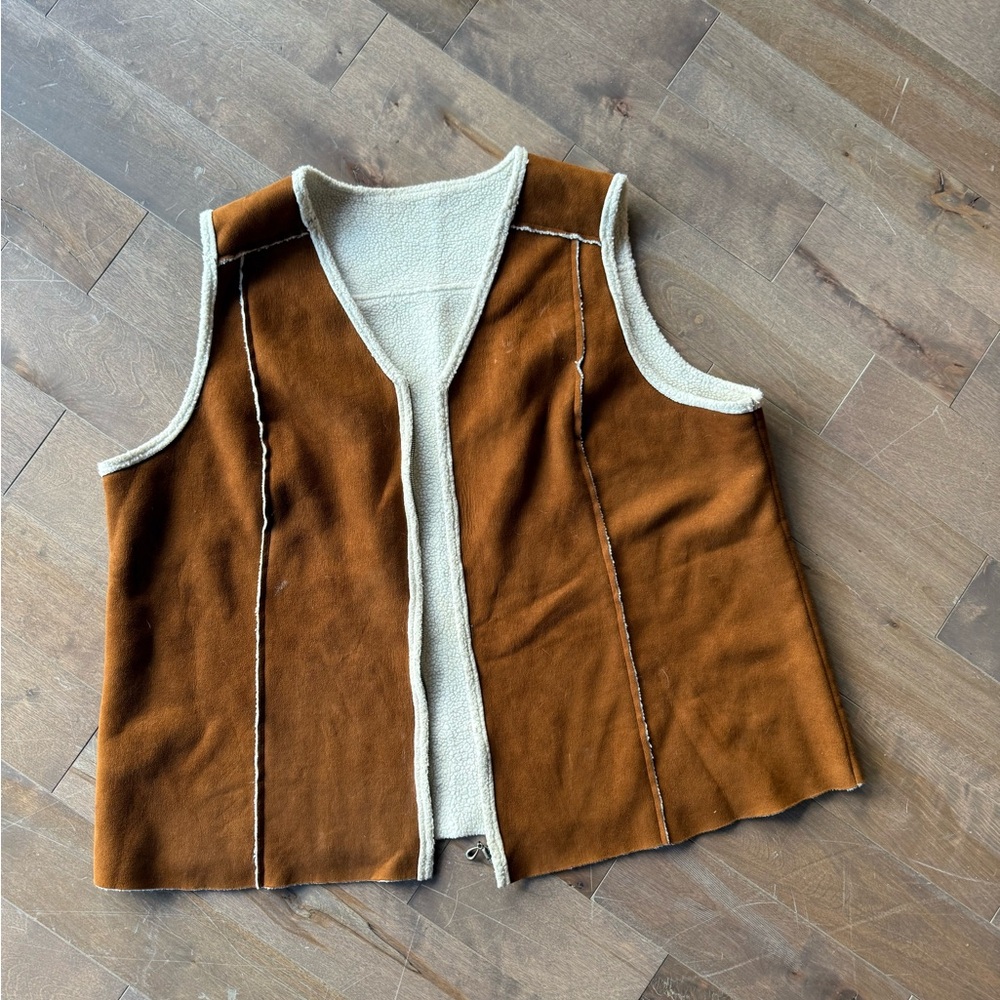 Brown and Cream leather Vest (3-4xl)